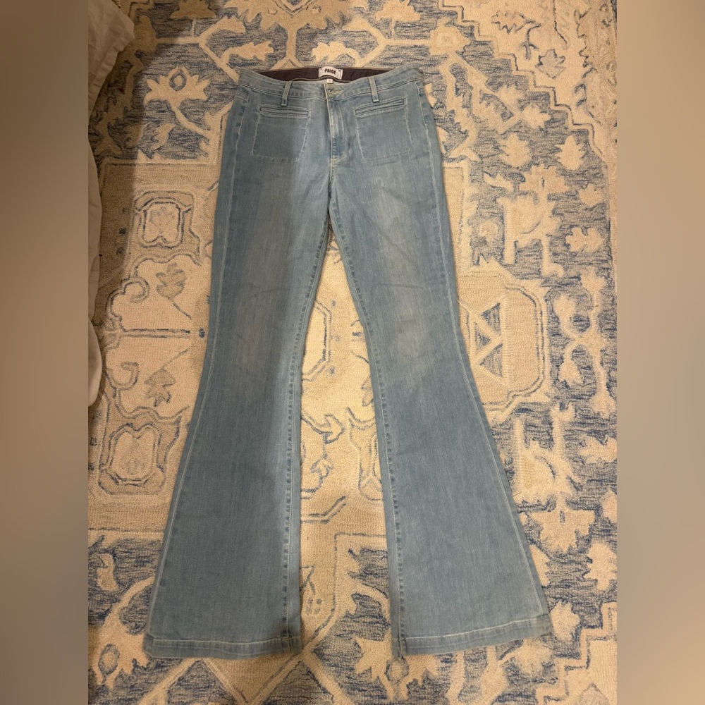 Paige Light Wash Women's Flare Jeans - Blue